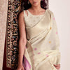 Dalliance Beige Cotton Silk Saree With Blooming Blouse Piece