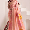 Beauteous Peach Cotton Silk Saree With Embellished Blouse Piece