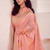 Beauteous Peach Cotton Silk Saree With Embellished Blouse Piece