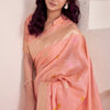 Beauteous Peach Cotton Silk Saree With Embellished Blouse Piece