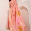 Beauteous Peach Cotton Silk Saree With Embellished Blouse Piece