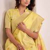 Enthralling Yellow Cotton Silk Saree With Ephemeral Blouse Piece