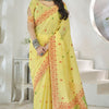 Flamboyant Yellow Cotton Silk Saree With Surpassing Blouse Piece