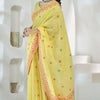 Flamboyant Yellow Cotton Silk Saree With Surpassing Blouse Piece