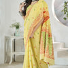 Flamboyant Yellow Cotton Silk Saree With Surpassing Blouse Piece
