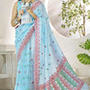 Wonderful Sky Cotton Silk Saree With Amazing Blouse Piece