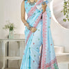 Wonderful Sky Cotton Silk Saree With Amazing Blouse Piece
