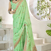 Invaluable Pista Cotton Silk Saree With Hypnotic Blouse Piece