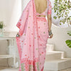 Preferable Pink Cotton Silk Saree With Exquisite Blouse Piece