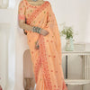 Excellent Peach Cotton Silk Saree With Demesne Blouse Piece