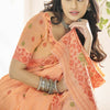 Excellent Peach Cotton Silk Saree With Demesne Blouse Piece