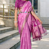 Snappy Dark Pink Soft Banarasi Silk Saree With Exuberant Blouse Piece