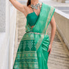 Exquisite Sea Green Soft Banarasi Silk Saree With Pulsating Blouse Piece