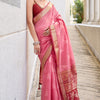 Luminous Pink Soft Banarasi Silk Saree With Cynosure Blouse Piece