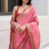 Luminous Pink Soft Banarasi Silk Saree With Cynosure Blouse Piece