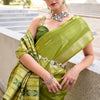 Verdant Green Soft Banarasi Silk Saree With Eclat Blouse Piece
