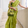 Verdant Green Soft Banarasi Silk Saree With Eclat Blouse Piece