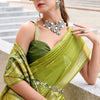 Verdant Green Soft Banarasi Silk Saree With Eclat Blouse Piece