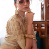 Extraordinary Beige Soft Banarasi Silk Saree With Capricious Blouse Piece