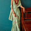 Dazzling Green Soft Banarasi Silk Saree With Mesmerising Blouse Piece