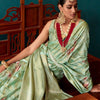 Dazzling Green Soft Banarasi Silk Saree With Mesmerising Blouse Piece
