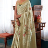 Blissful Pista Soft Banarasi Silk Saree With Glorious Blouse Piece
