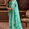 Admirable Turquoise Digital Printed Soft Silk Saree With Adoring Blouse Piece