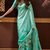 Admirable Turquoise Digital Printed Soft Silk Saree With Adoring Blouse Piece