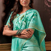 Admirable Turquoise Digital Printed Soft Silk Saree With Adoring Blouse Piece