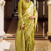 Extraordinary Mehndi Soft Banarasi Tissue Silk Saree With Sizzling Blouse Piece