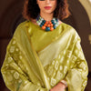 Extraordinary Mehndi Soft Banarasi Tissue Silk Saree With Sizzling Blouse Piece