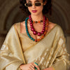 Resonant Beige Soft Banarasi Tissue Silk Saree With Imaginative Blouse Piece