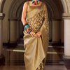 Lassitude Brown Soft Banarasi Tissue Silk Saree With Nectarous Blouse Piece
