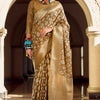 Lassitude Brown Soft Banarasi Tissue Silk Saree With Nectarous Blouse Piece