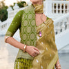 Arresting Green Soft Banarasi Silk Saree With Prettiest Blouse Piece