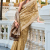 Gorgeous Golden Soft Banarasi Silk Saree With Jubilant Blouse Piece