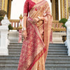 Enchanting Brown Soft Banarasi Silk Saree With Ethnic Blouse Piece