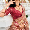 Enchanting Brown Soft Banarasi Silk Saree With Ethnic Blouse Piece