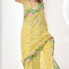Hypnotic Yellow Cotton Silk Saree With Twirling Blouse Piece