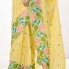 Hypnotic Yellow Cotton Silk Saree With Twirling Blouse Piece