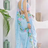 Embrocation Sky Cotton Silk Saree With Propinquity Blouse Piece