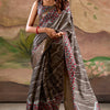Verdant Dark Gey Digital Printed Dola Silk Saree With Mellifluous Blouse Piece