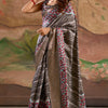 Verdant Dark Gey Digital Printed Dola Silk Saree With Mellifluous Blouse Piece