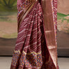 Rhapsody Wine Digital Printed Dola Silk Saree With Skinny Blouse Piece