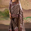 Wonderful Brown Digital Printed Dola Silk Saree With Trendy Blouse Piece