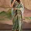 Impressive Green Digital Printed Dola Silk Saree With Twirling Blouse Piece