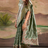 Impressive Green Digital Printed Dola Silk Saree With Twirling Blouse Piece