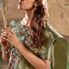 Impressive Green Digital Printed Dola Silk Saree With Twirling Blouse Piece