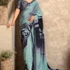 Engrossing Sky Digital Printed Satin Silk Saree With Groovy Blouse Piece