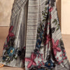 Stunner Grey Digital Printed Satin Silk Saree With Angelic Blouse Piece